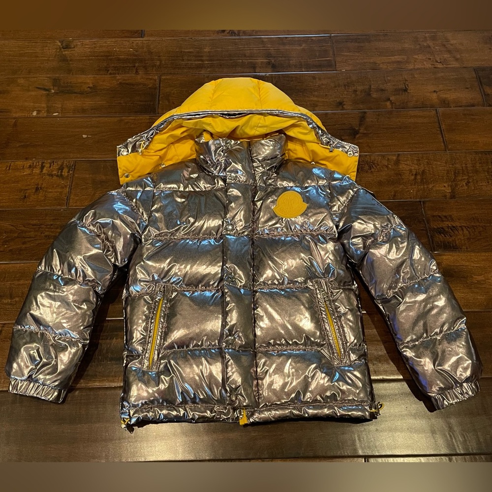 Moncler Silver and Yellow Kids Puffer Jacket